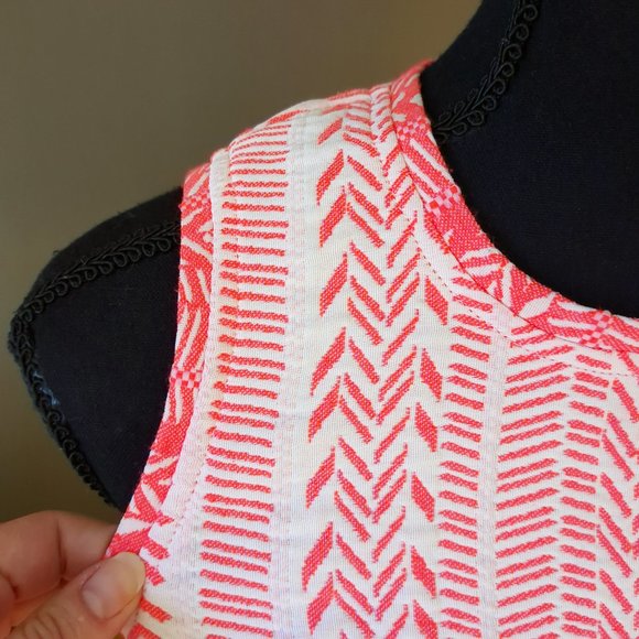 Bodybag By Jude Cropped Sleeveless Zip Back Woven Aztec Festival Top Neon Coral - Picture 2 of 10